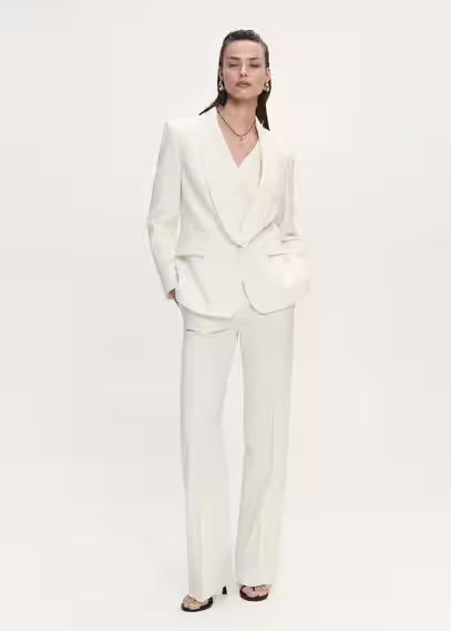 Shawl collar structured blazer off white - Woman - XL - MANGO | MANGO (UK)