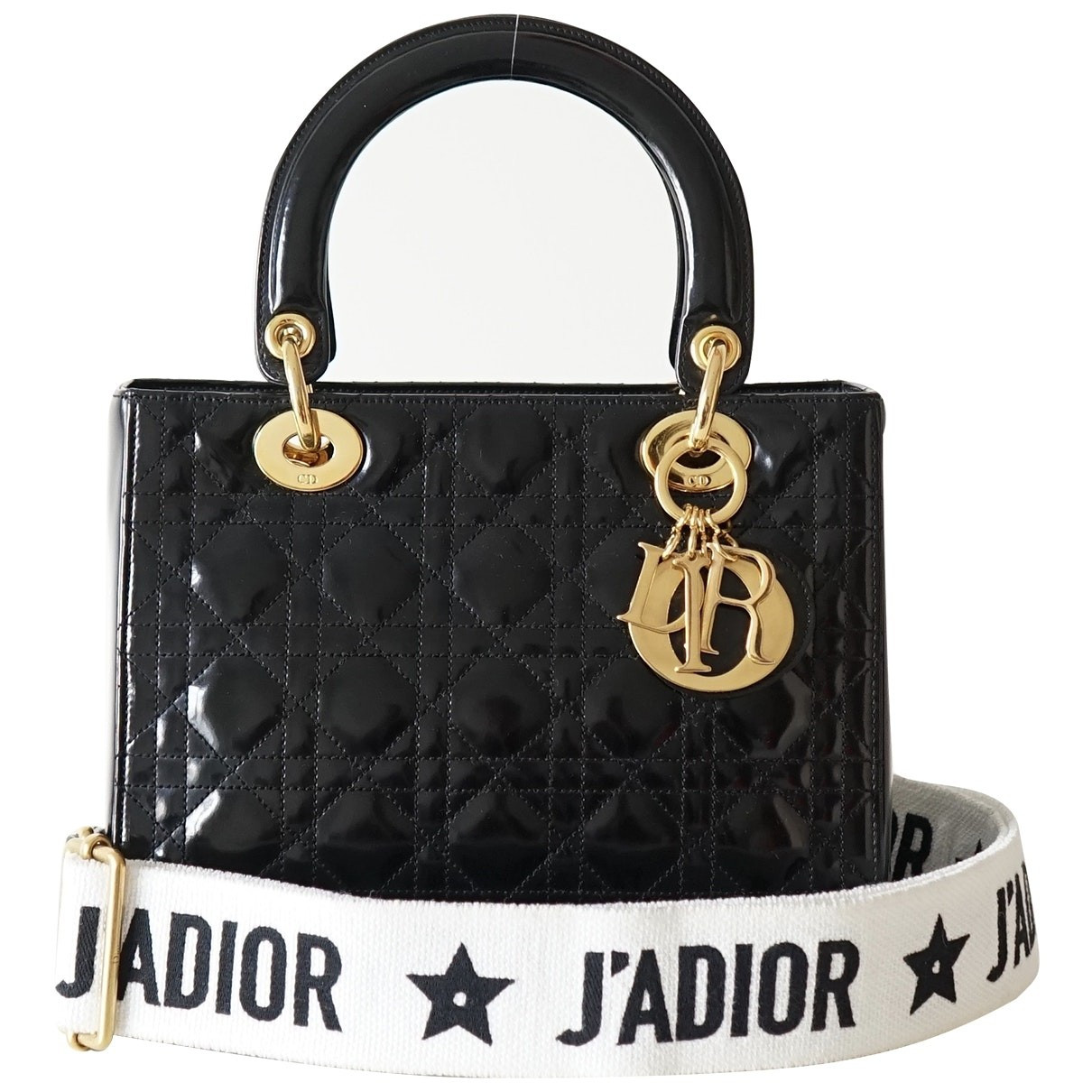 Dior Lady Dior Black Patent leather handbag for Women | Vestiaire Collective (Global)