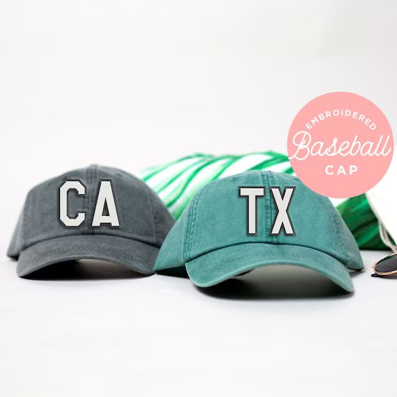 State Baseball Cap, State Hat, ATL, CLT, Nash, TX hat, Baseball Cap, Personalized Hat, Embroidere... | Etsy (US)