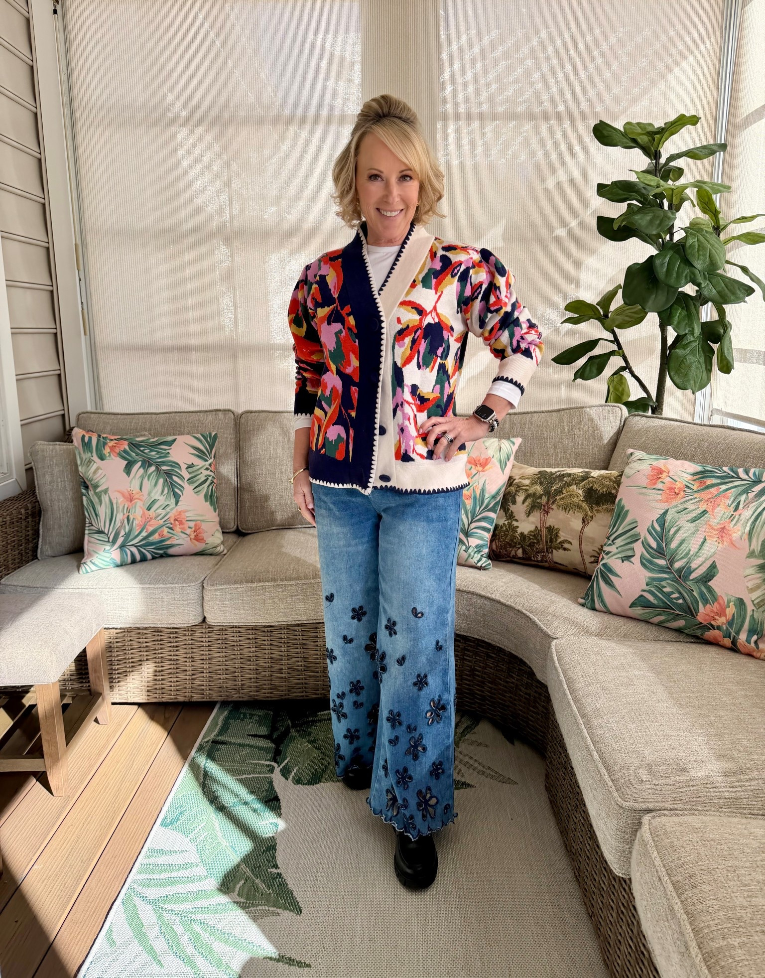 This cute outfit has me ready for warmer days ahead! I’m loving this colorful sweater from Avara and the best part about it? It’s currently on sale for a great price and comes in two different color combos! I layered this cardigan over my favorite long sleeve layer from Amazon and paired it with my Flamingals jeans from Amazon with the most adorable floral detail at the bottom. I finished off this look with my go-to Amazon black platform loafers for a fun look that makes me feel pulled together for any occasion. Shop my look!

#LTKPetite #LTKootd #LTKOver40