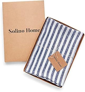 Pure Linen Napkins Amalfi Stripe – Navy and White, 20 x 20 Inch Set of 4, 100% Pure Linen Machine Wa | Amazon (US)