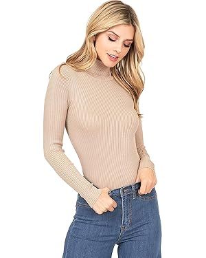 Women's Ribbed Long Sleeve Turtleneck Top | Amazon (US)