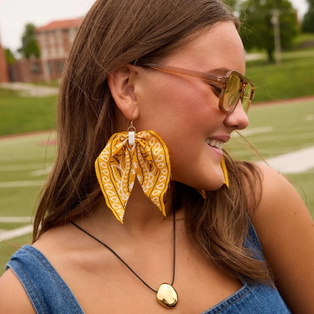 Yellow Bandana Statement Earrings | Nickel and Suede