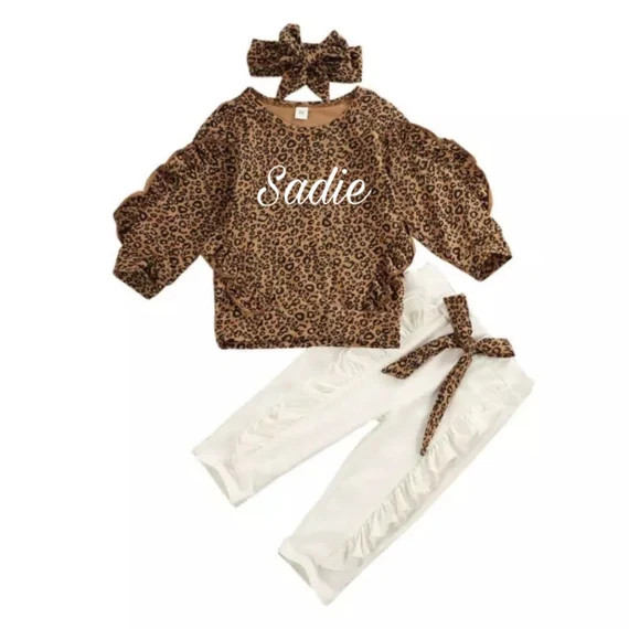 Baby Girl Leopard Print Outfit Set Baby Girl Clothes | Etsy | Etsy (US)