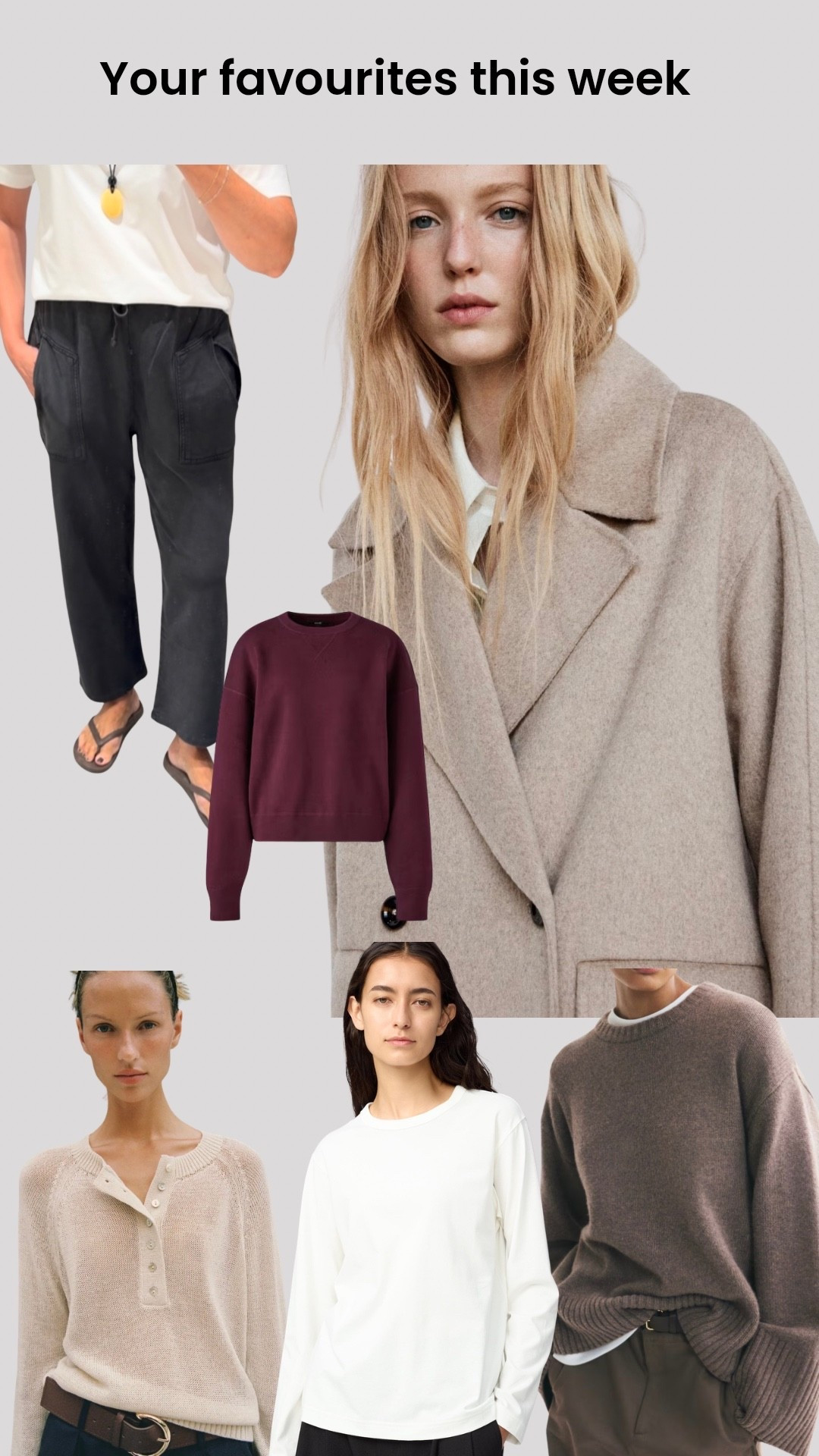 Your favourites this week.
The comfiest weekend joggers, my bestselling coat ever, beautiful knits, oversized cashmere and the BEST long sleeved tee on the high street xxx

#LTKuk #LTKautumn #LTKover50style