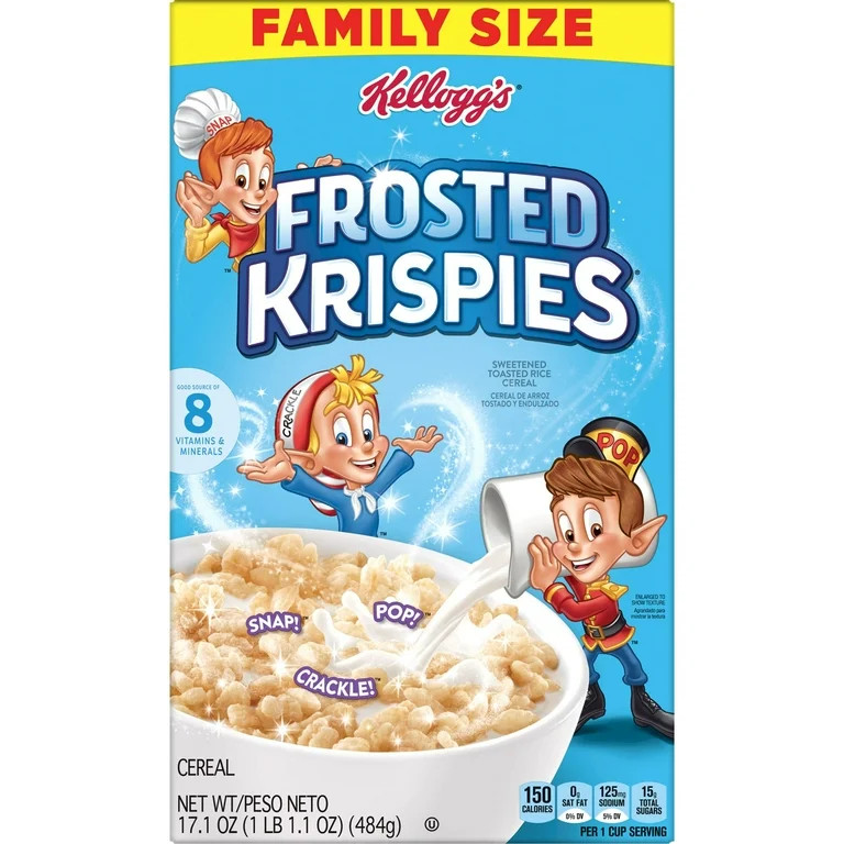 Kellogg's Frosted Krispies Breakfast Cereal, Kids Snacks, Family Breakfast, Family Size, Frosted ... | Walmart (US)