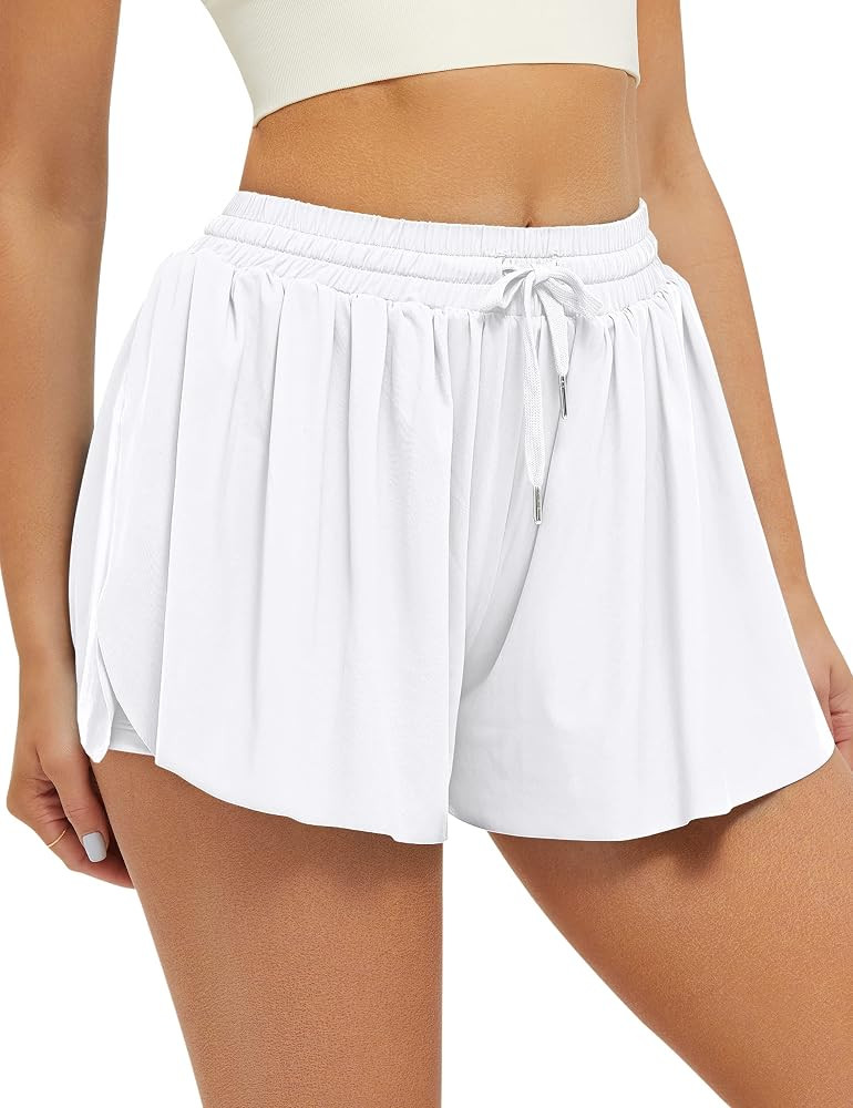 FireSwan Crossover Athletic Shorts for Women 2 in 1 Flowy Running Shorts with Pockets Spandex But... | Amazon (US)