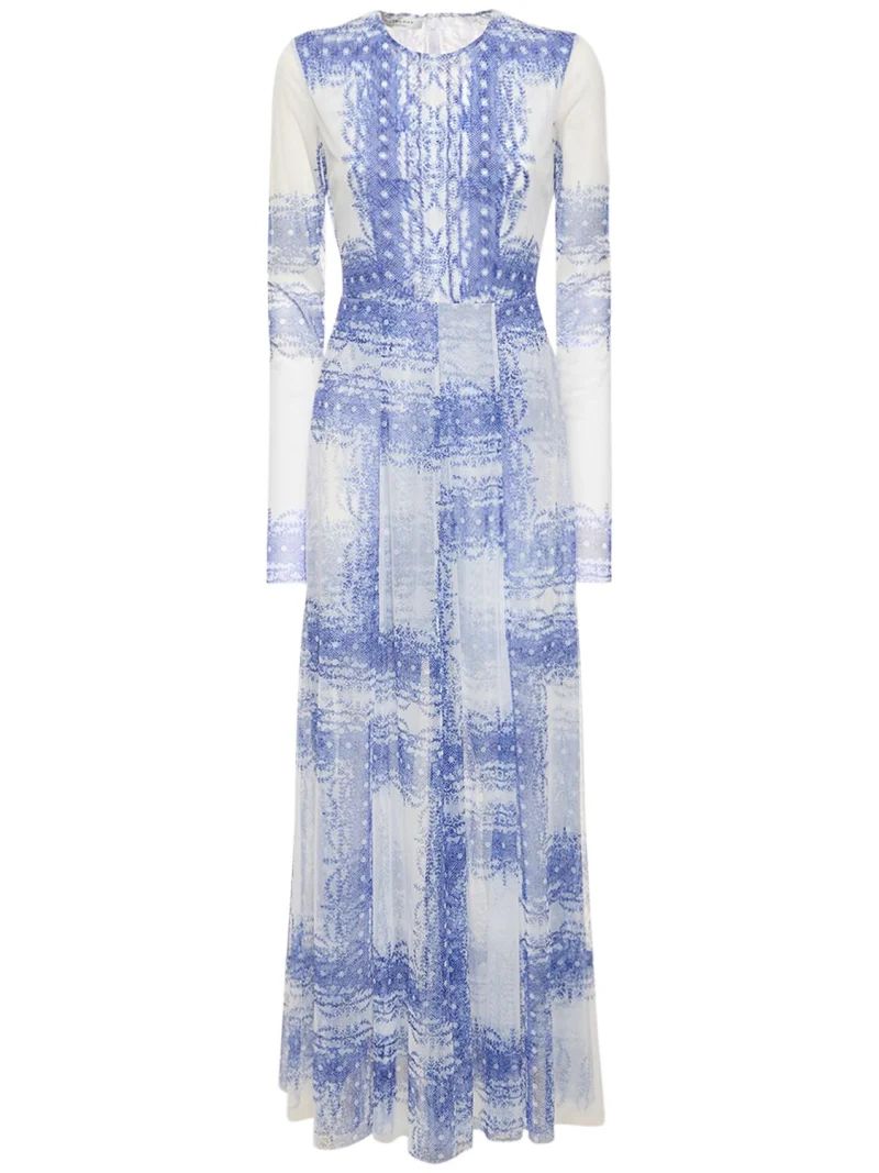 Printed tulle long dress - Philosophy Di Lorenzo Serafini - Women | Luisaviaroma | Luisaviaroma