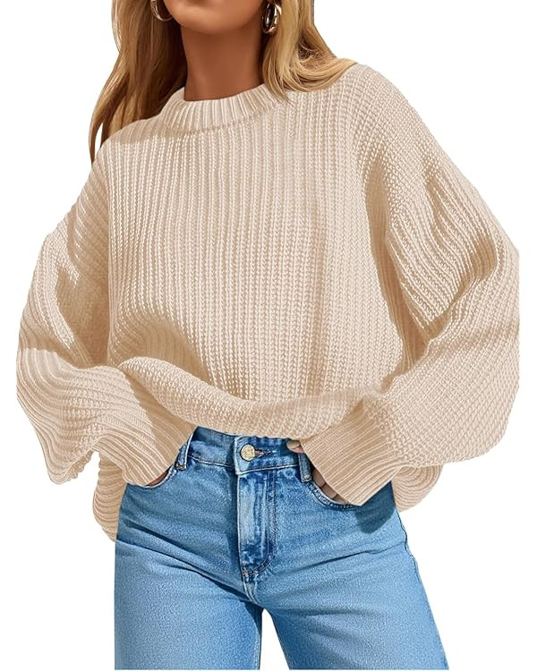 Saodimallsu Womens Oversized Sweater Long Sleeve Crewneck Ribbed Knit Pullover 2025 Fall Casual C... | Amazon (US)