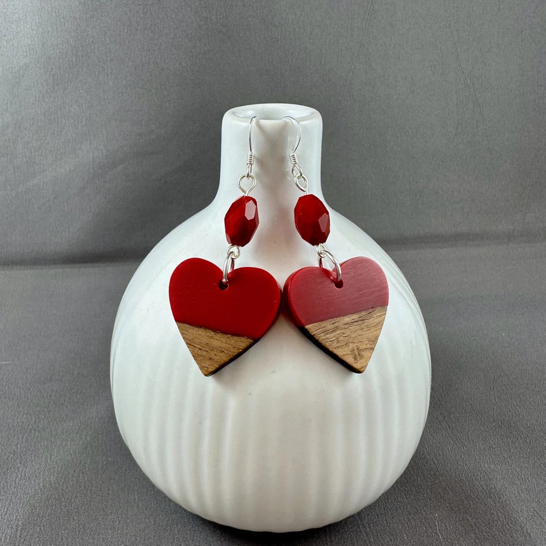 Love Melove ME Not Earrings Acrylic Wood Sterling Silver Valentine's Day Love - Etsy | Etsy (US)