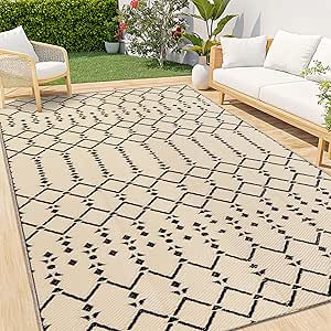 Smiry Outdoor Rug 9x12 ft, Waterproof Reversible Plastic Straw Rugs, Boho Outdoor Area Rug, Outsi... | Amazon (US)