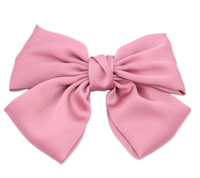 1PCS Big Pink Hair Bows Decorative Hair Clips Butterfly Barrettes Silk Hair Bow Satin and Spring ... | Amazon (US)