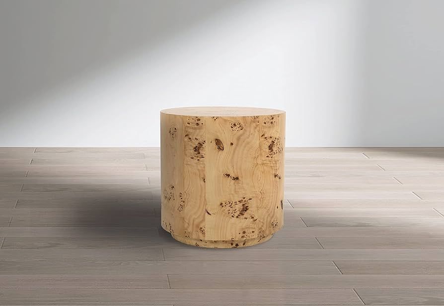 Meridian Furniture Collection Mid-Century Modern End Table with Burl Wood and Curved Art Deco Des... | Amazon (US)