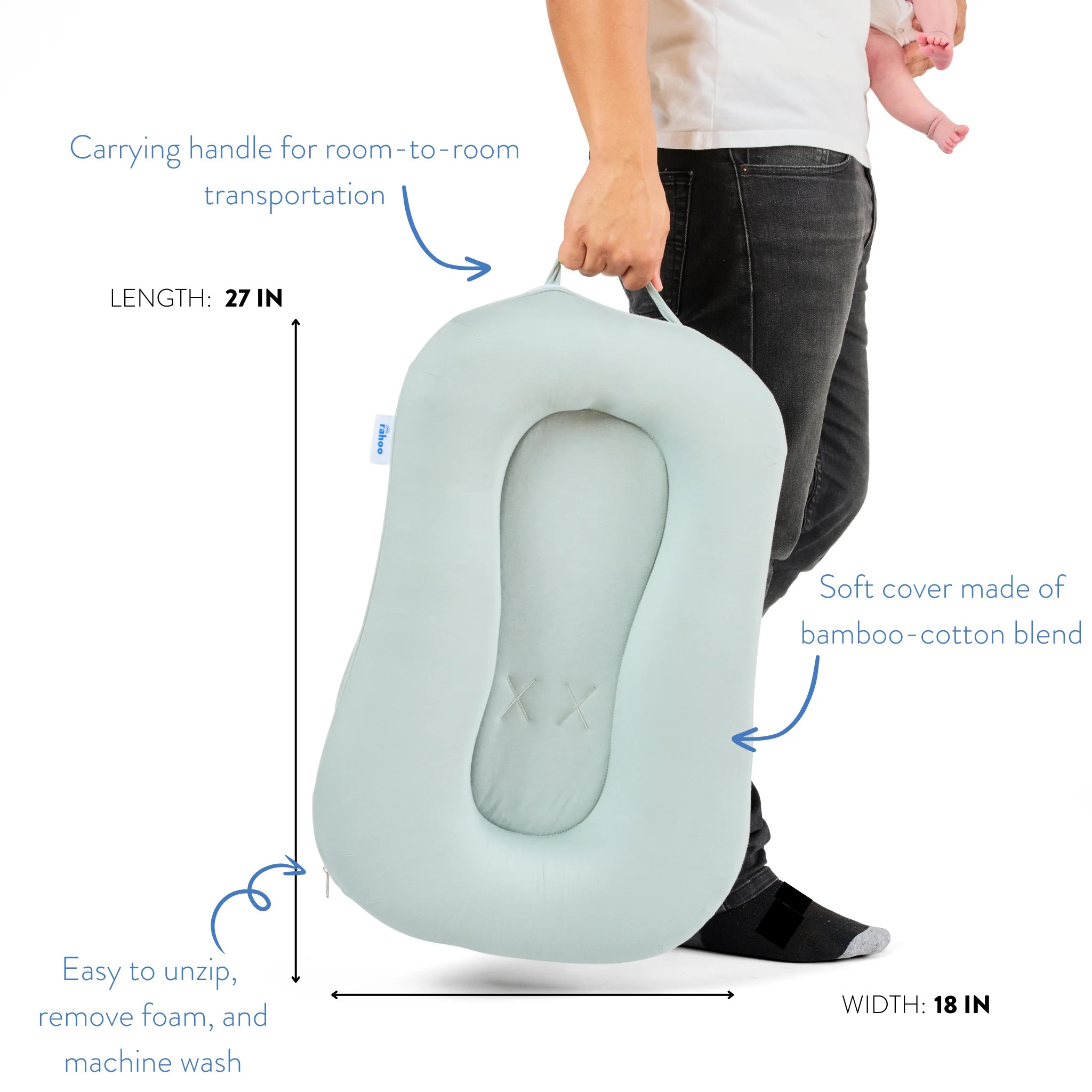 Rahoo Baby 3-in-1 Newborn/Infant Baby Lounger | Rahoo Learn & Lounge | Rahoo Baby