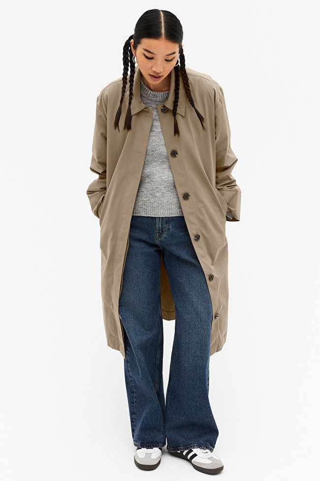 Single-breasted water-repellent coat | Monki