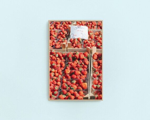Danish Strawberries Digital Art Print | Downloadable + Printable Gallery Wall Art | Etsy (US)