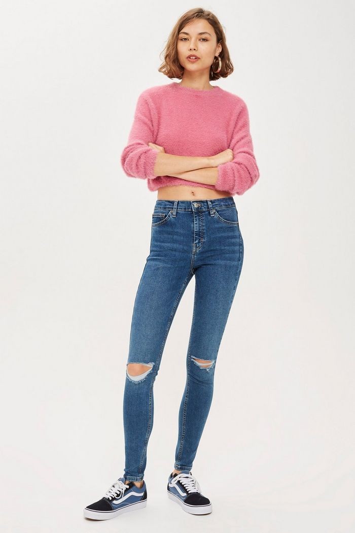 Mid Blue Ripped Jamie Jeans | Topshop US