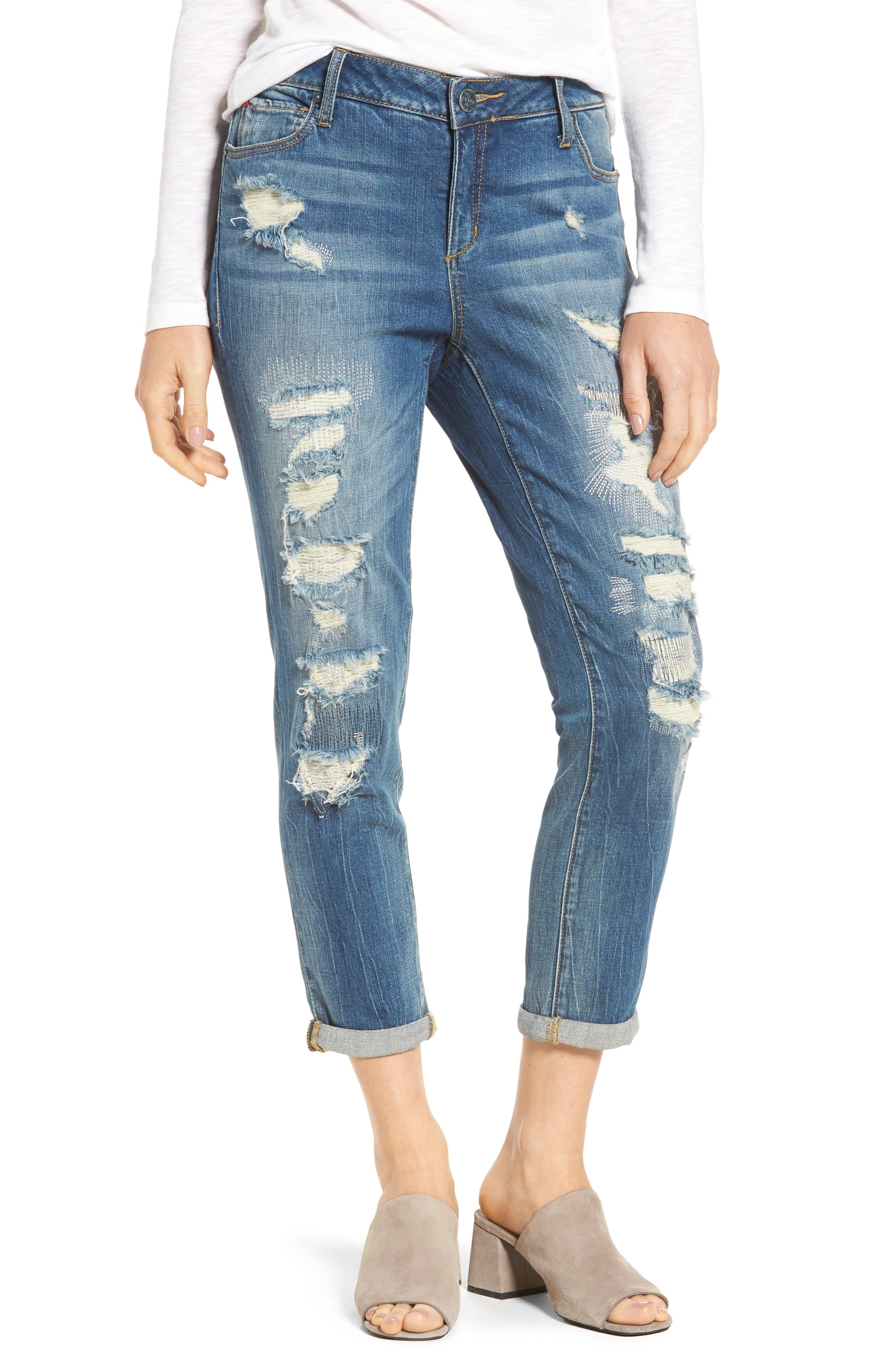 SLINK Jeans Distressed Ankle Boyfriend Jeans (Chelsea) | Nordstrom