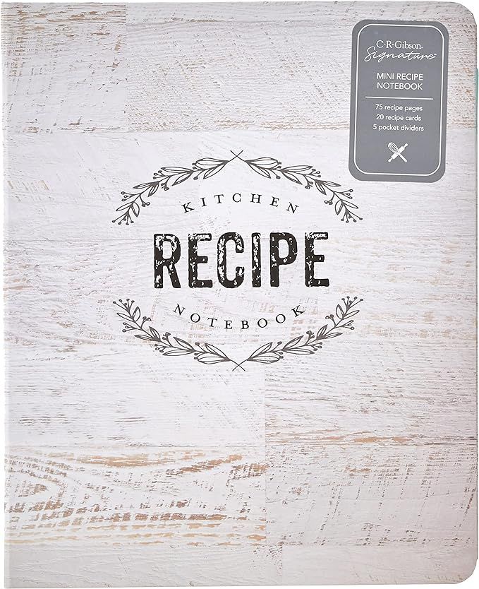 C.R. Gibson Wood Panel Rustic Spiral Recipe Journal, 100 Pages, 7.25" x 9" (QMR-18687) | Amazon (US)