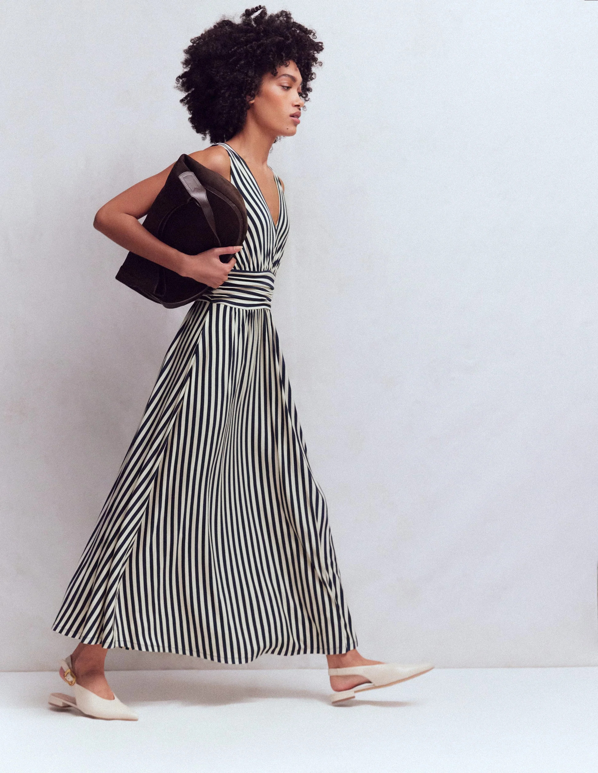 Elodie Jersey Maxi Dress-Navy and Ivory Stripe | Boden (US)
