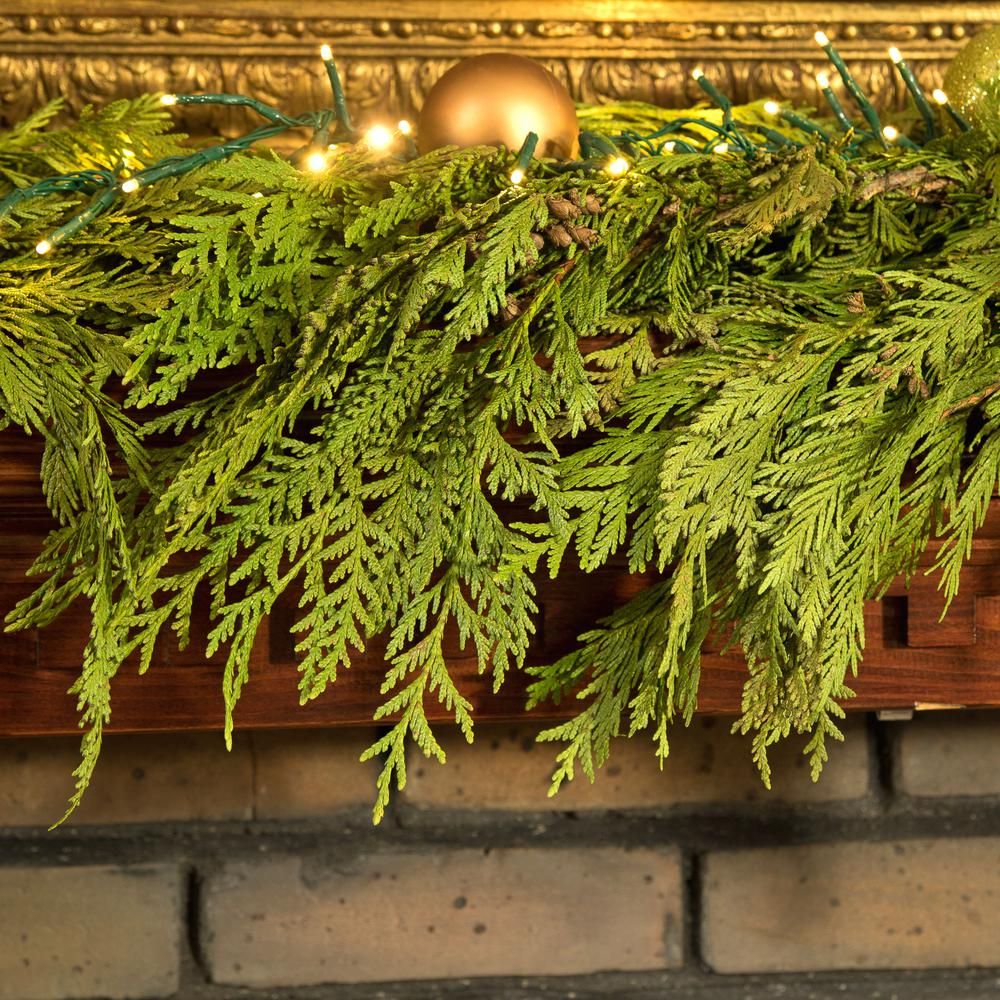 Cottage Farms Direct 20 ft. Fresh Evergreen Cedar Christmas Garland (Live)-HD9002 - The Home Depot | The Home Depot