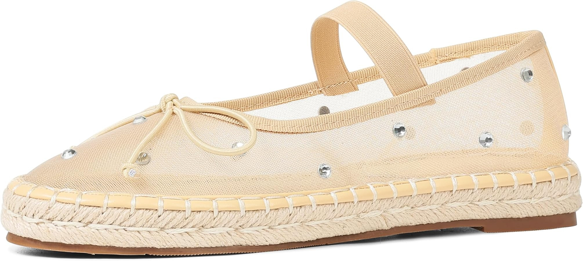 AMINUGAL Raffia Ballet Flats Shoes for Women Dressy Comfortable Woven Straw Women's Flat with Ela... | Amazon (US)