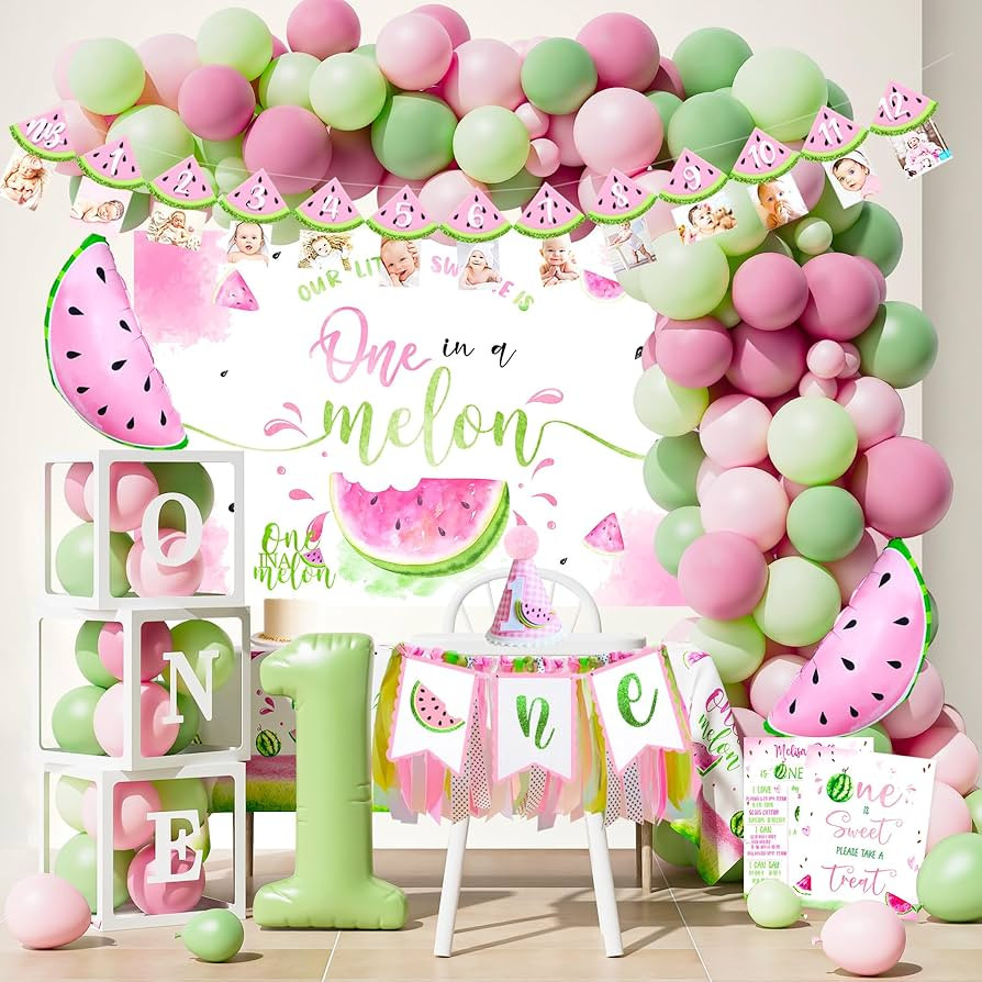 One in A Melon Party Decorations Supplies, Watermelon First Birthday Party Supplies, Watermelon 1... | Amazon (US)