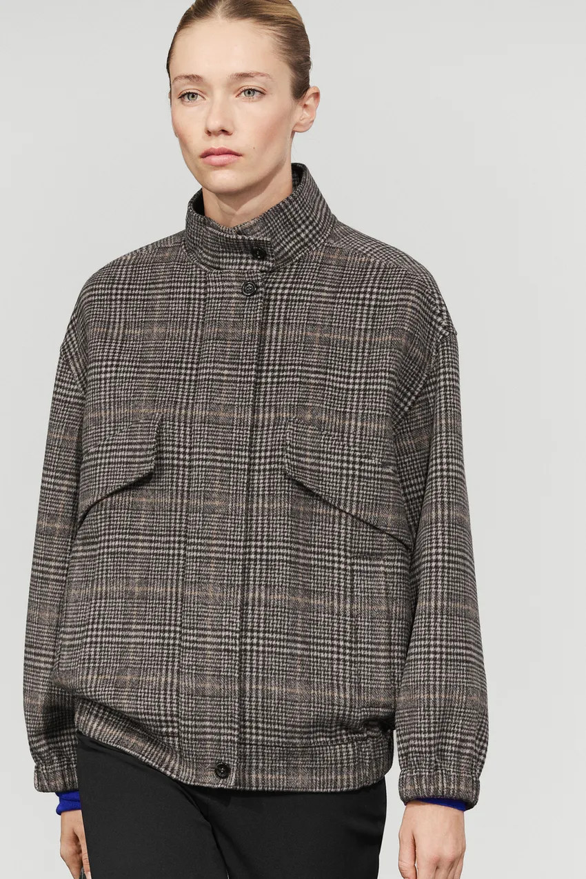 Plaid bomber jacket - BLACK | Massimo Dutti US