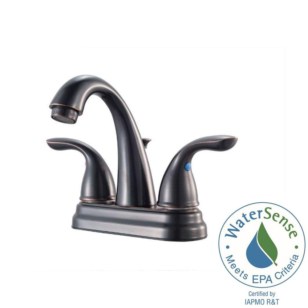 Pfister Pfirst Series 4 in. Centerset 2-Handle Bathroom Faucet in Tuscan Bronze | Home Depot