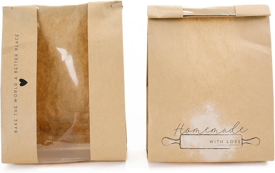 50 pk Paper Bread Bags for Homemade Bread Gift Giving | Kraft Paper Bread Loaf Bags with Window |... | Amazon (US)