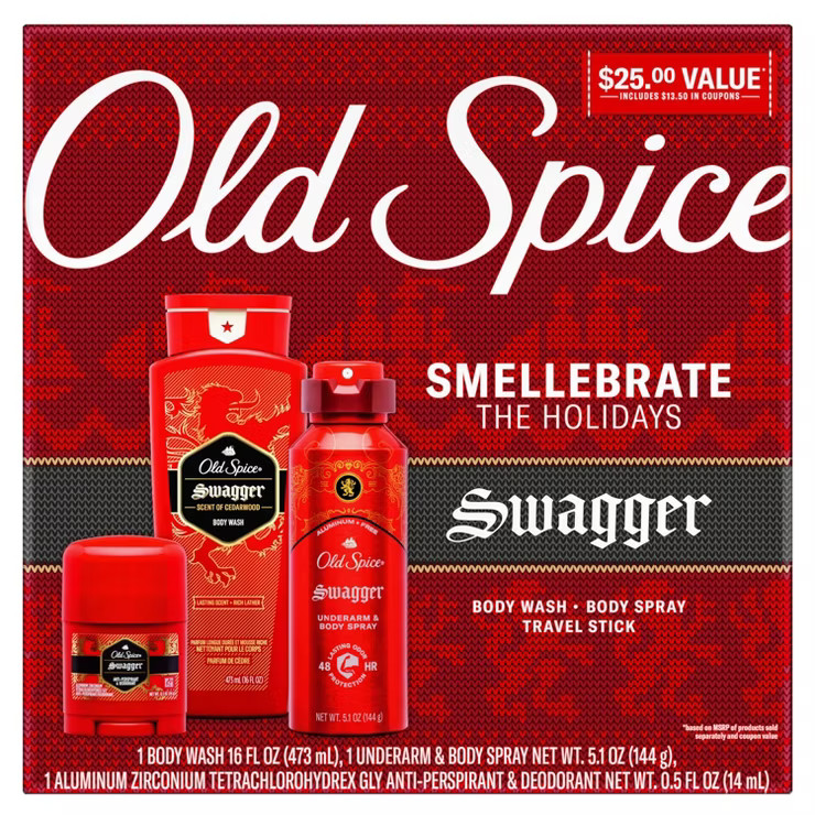 Old Spice Swagger Holiday Gift Set - Body Wash + Body Spray + Travel Deodorant - 3pk | Target