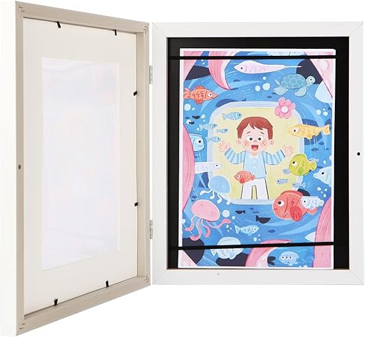 Kids Art Frame, 10x12.5 Front Opening Kids Artwork Frames Changeable, Wooden Kid Art Frame with G... | Amazon (US)