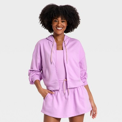 Women's French Terry Full Zip Sweatshirt - All In Motion™ Light Violet 2X | Target
