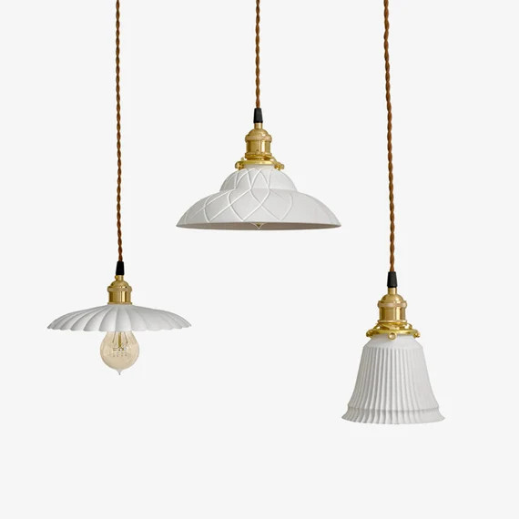 Flower Petal Ceramic  Hanging Light | Etsy (US)