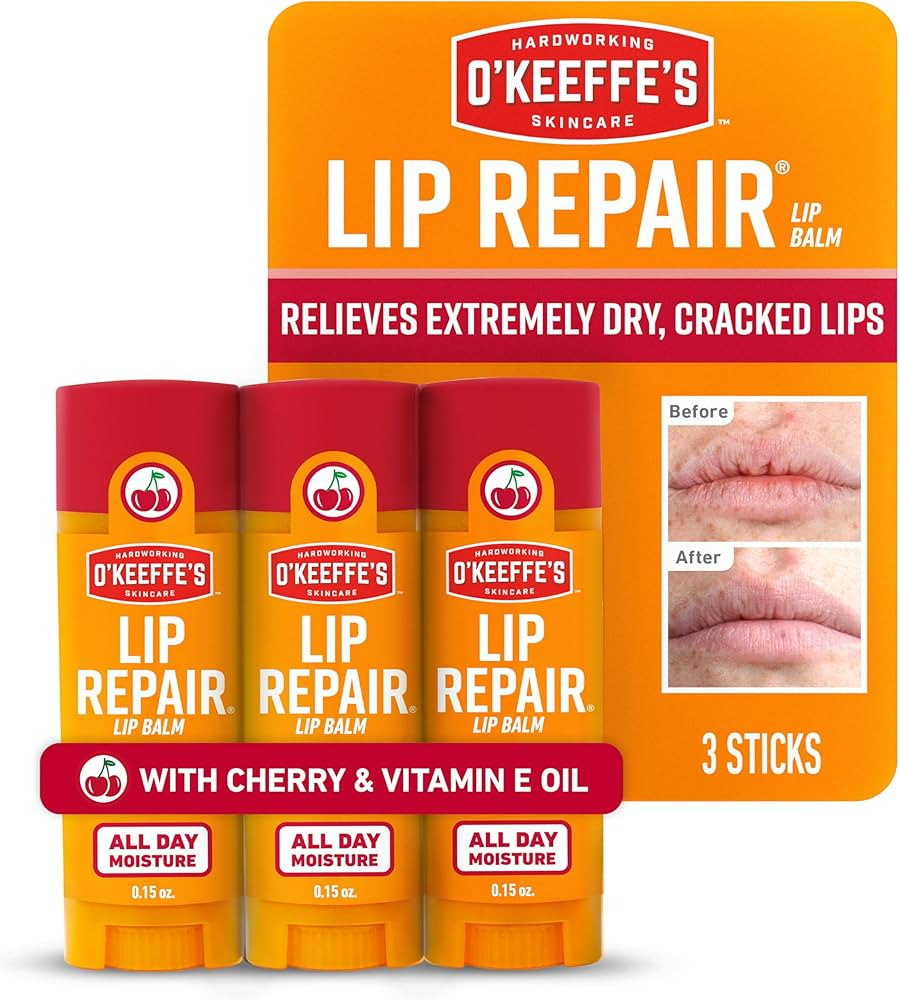 O'Keeffe's Lip Repair Lip Balm with Cherry & Vitamin E Oil - Stick (3 Pack) - Moisturizer for Ext... | Amazon (US)
