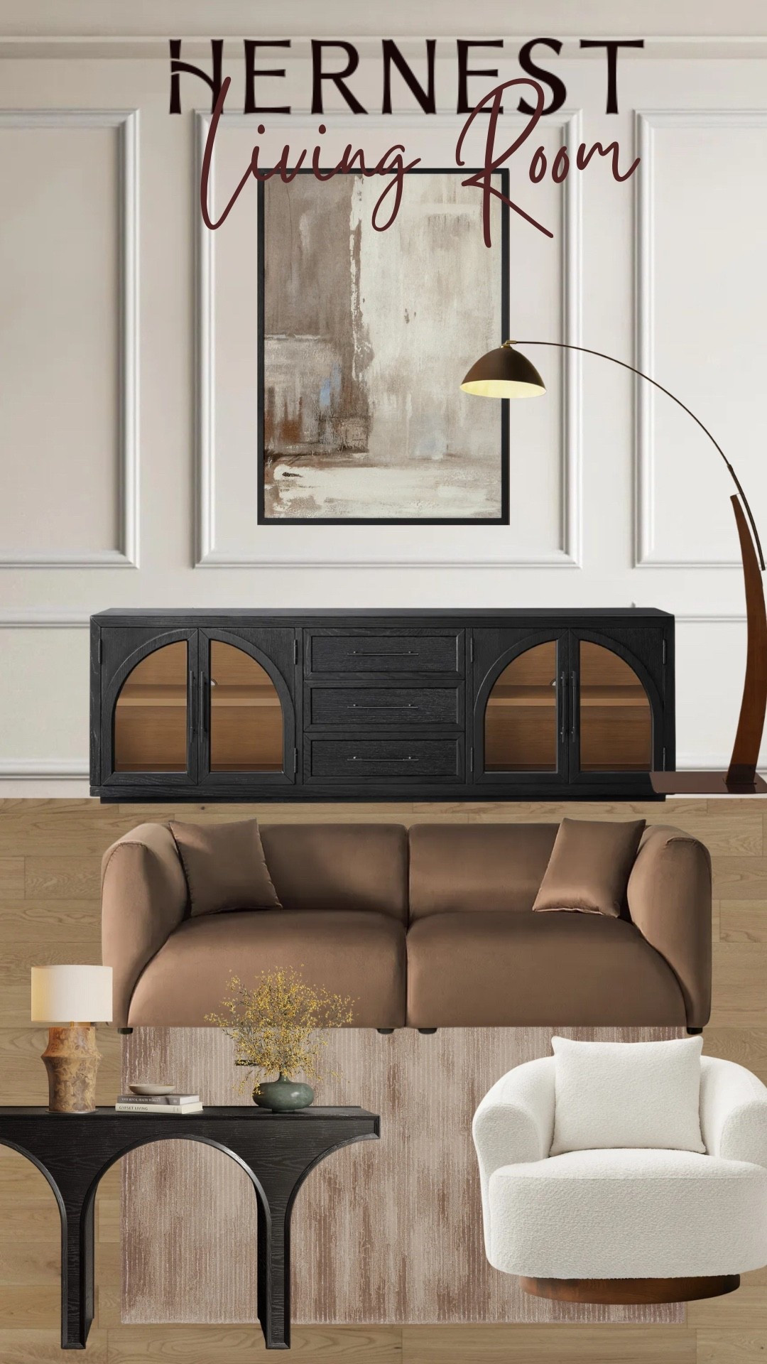 When warm vintage tones meet a modern vibe you get rich velvet leather and sculptural details—these pieces from @HERNEST bring a refined yet organic touch to any neutral space. From the painted artwork to the soft white accent chair and sleek black accents, I’ve rounded up my favorites to help you create a beautifully balanced, modern yet cozy living room. Use code JAYME20 for 20% off sitewide at hernest.com. Tap to shop everything!

#HERNEST #CasaChicollo #ModernOrganic #NeutralInteriors #DesignInspo #FurnitureEdit #HomeStyle