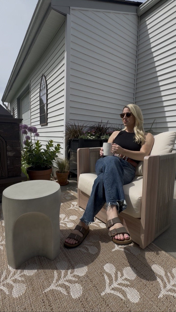 Wayfair Memorial Day sale find 🤍

These aluminum swivel chairs are currently $200 off and completely changed how our little patio feels for summer ☕️ The rug and side tables are on sale too, so this ended up being the perfect time for a patio refresh.

I officially gave up on wood patio furniture and upgraded to these instead because I loved that they still had the warm wood look while being much more outdoor-friendly.

Linked my patio chairs, outdoor rug, side tables, and decor details ✨

Wayfair patio furniture | outdoor patio ideas | patio refresh | outdoor seating | swivel patio chairs | cozy patio inspiration | small patio ideas | outdoor rug ideas | patio decor | designer inspired outdoor space | small space patio

#LTKHome #LTKSeasonal #LTKSaleAlert