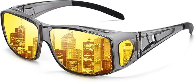 Night Vision Glasses for Men Women Anti Glare Polarized HD Night Driving Glasses Wrap Around Fit ... | Amazon (US)
