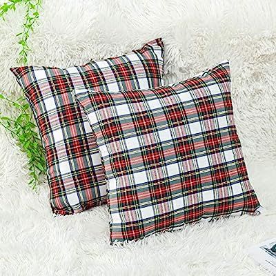 GTEXT 2 Pack Christmas Decor White Plaids Pillow Covers Buffalo Check Throw Pillow Cover Tartan C... | Amazon (US)