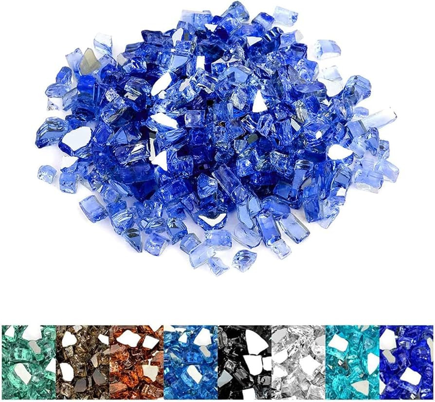 Mr. Fireglass 10 Pounds Fire Glass - 1/4 Inch High Luster Reflective Tempered Glass Rocks for Fir... | Amazon (US)