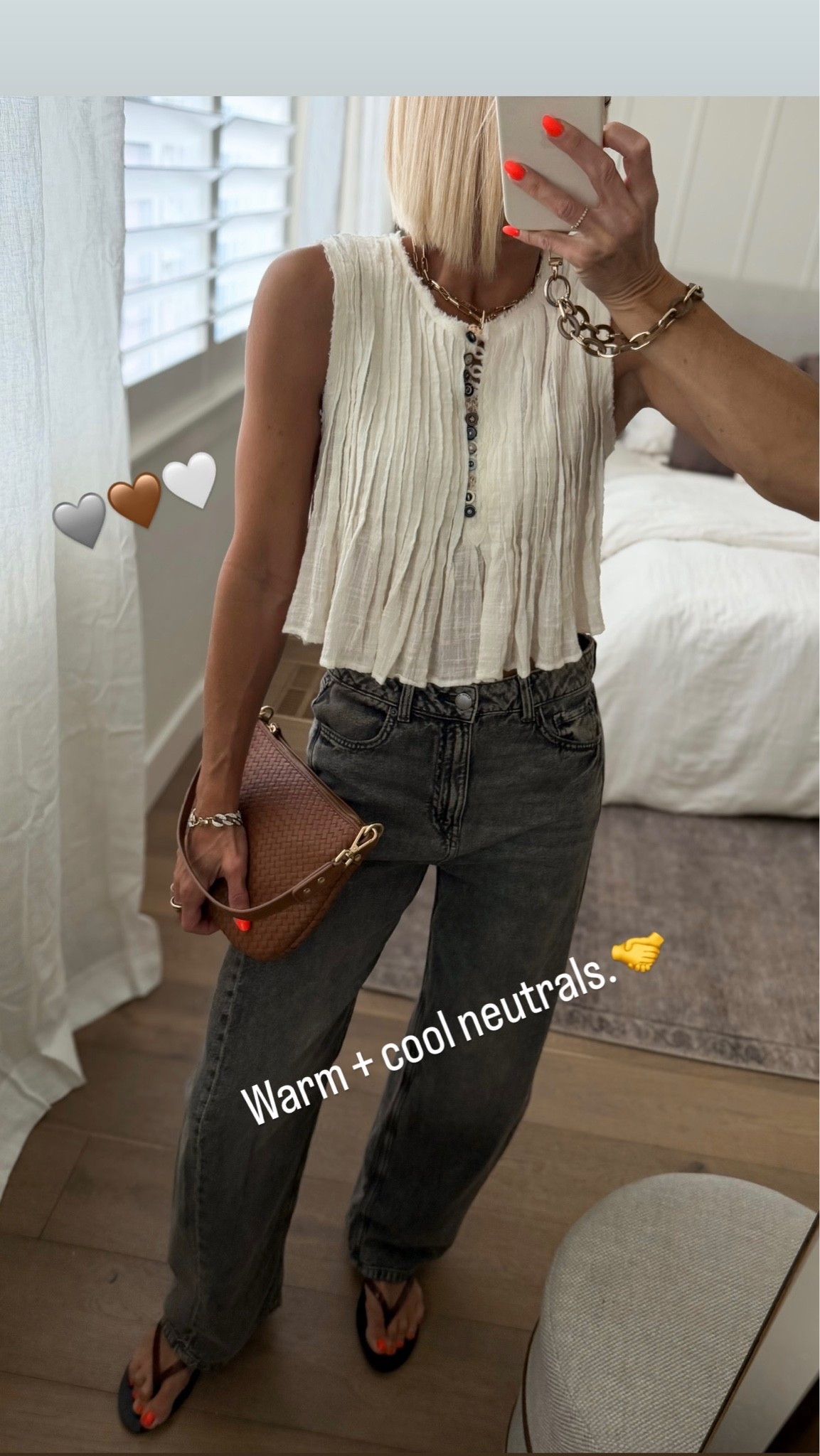 Mixing Warm and cool neutrals is always a great combo! 
Top & jeans fit tts

#LTKgrwm #LTKmomlife #LTKOver40