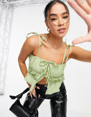 Another Reason babydoll cami crop top with tie front | ASOS (Global)