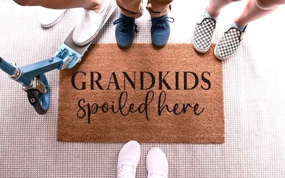 Grandkids Spoiled Here Doormat, Grandparents Gift, Mothers Day Gift, Welcome Mat, Housewarming Gi... | Etsy (US)