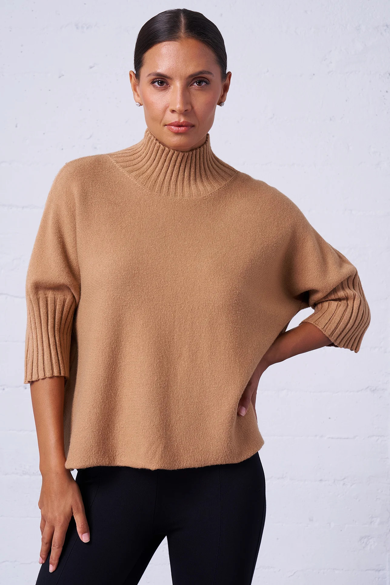 Funnel Neck Dolman Sweater - Cozy Year-Round Style | Franne Golde | Franne Golde