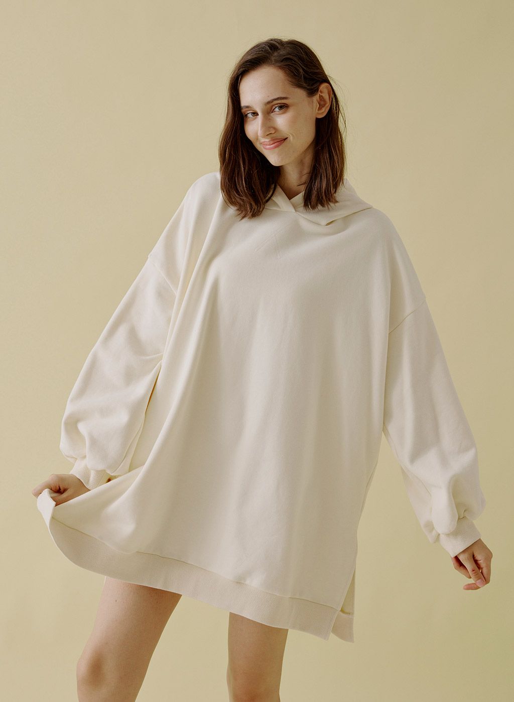 Cotton Hooded Sweatshirt Dress | NAP Loungewear