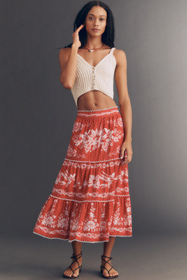 Farm Rio Tiered Floral Maxi Skirt | Anthropologie (US)