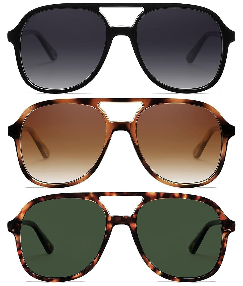 Arjien Polarized Aviator Sunglasses for Women Men, Trendy Square Womens Mens Sunglasses, 70s Retr... | Amazon (US)
