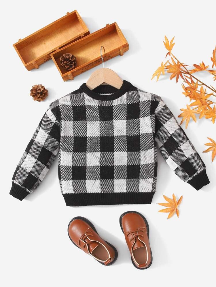 SHEIN Baby Buffalo Plaid Pattern Jumper | SHEIN