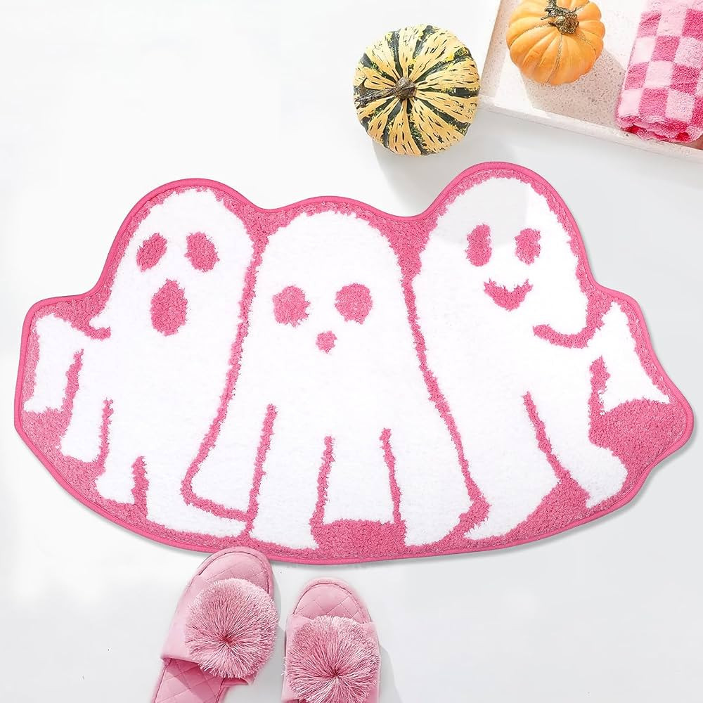 Percozzi Pink Halloween Bath Mat Ghost Tufted Rug Goth Spooky Bathroom Mat Non-Slip Floor Bathmat... | Amazon (US)