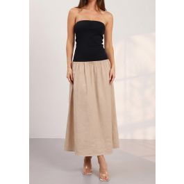 Two-Tone Low-Rise Strapless Dress for Beachside Event & Vacation | Chicwish